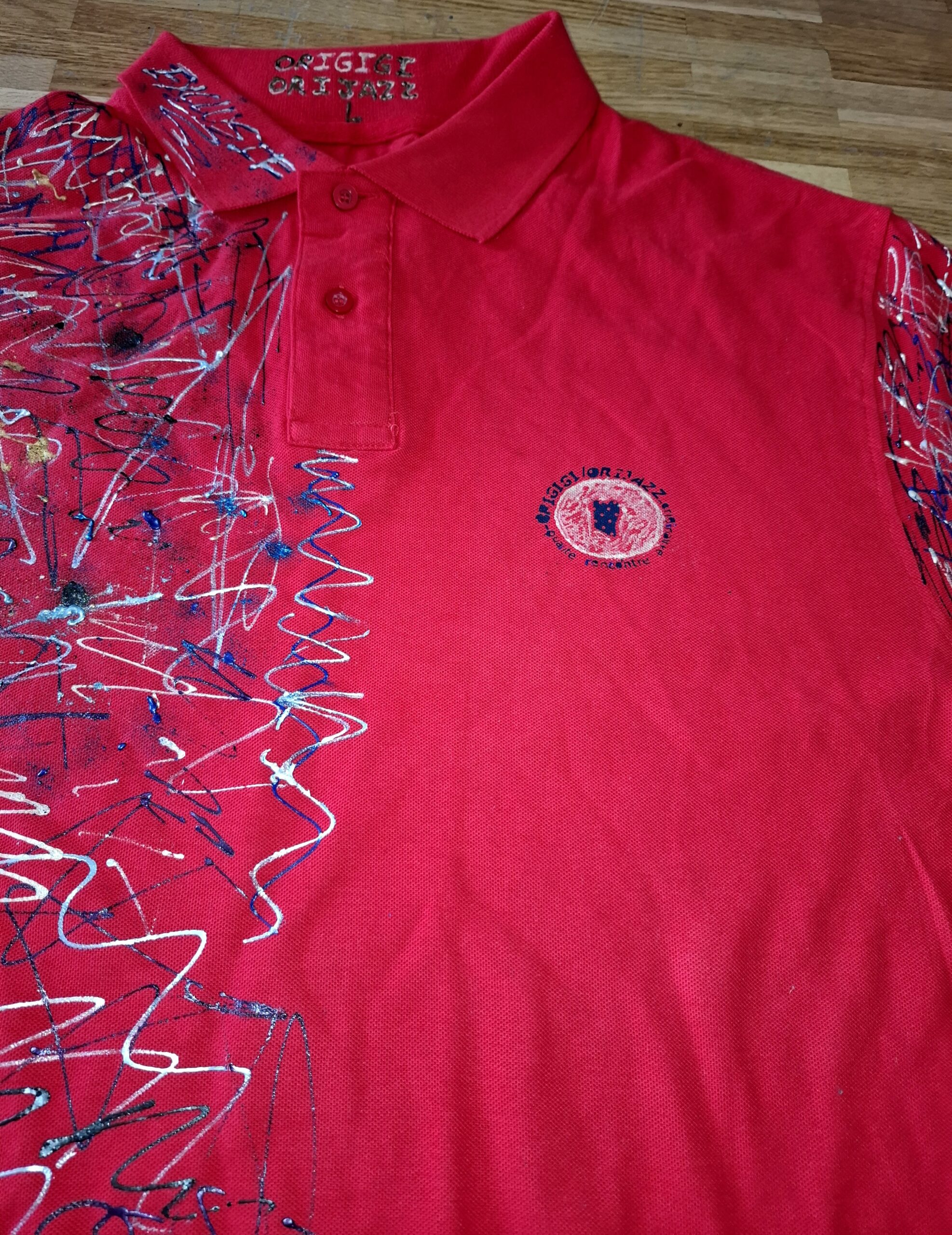 Red polo metallic random painting – Image 6