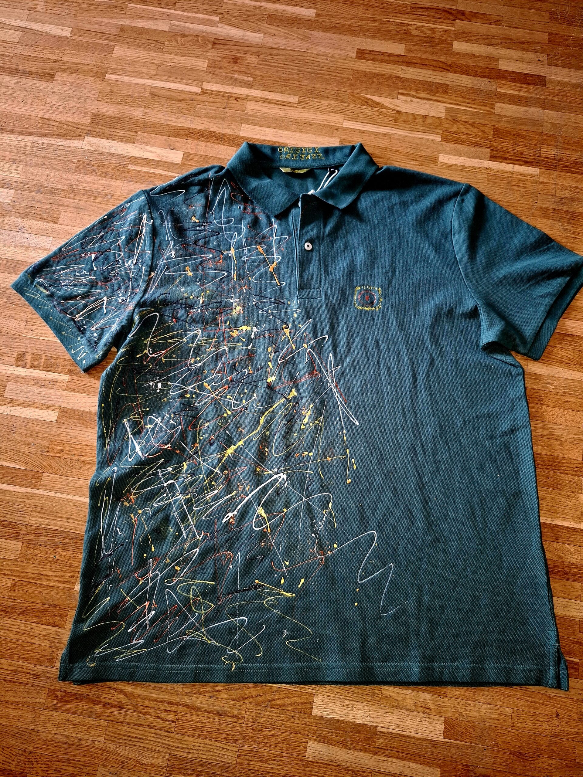 Green polo metallic random painting
