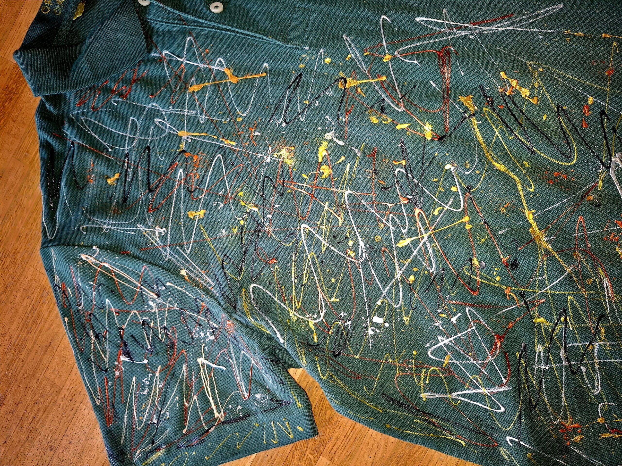 Green polo metallic random painting – Image 2